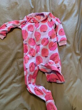 Pink Peach 3T Fleece Kids Footed One-Piece Pajamas